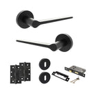 Senza Pari Laviano Door Handle Pack (3 Lever Lock Set - 3" CE Sashlock, 4" Slim Knuckle Hinges x2) - Matt Black