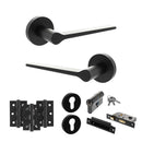 Senza Pari Laviano Door Handle Pack (Euro Lock Set - 3" CE Sashlock, 3" Premium Hinges x3) - Matt Black