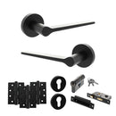 Senza Pari Laviano Door Handle Pack (Euro Lock Set - 3" CE Sashlock, 4" Fire Rated Hinges x3) - Matt Black