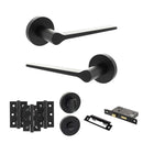 Senza Pari Laviano Door Handle Pack (Bathroom Set - 3" CE Bathroom Lock, 3" Premium Hinges x3) - Matt Black