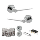 Senza Pari Laviano Door Handle Pack (Bathroom Set - 2.5" CE Bathroom Lock, 4" Fire Rated Hinges x3) - Polished Chrome