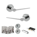 Senza Pari Laviano Door Handle Pack (Bathroom Set - 3" CE Bathroom Lock, 4" Fire Rated Hinges x3) - Polished Chrome