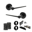Senza Pari Laviano Door Handle Pack (Euro Lock Set - 2.5" CE Sashlock, 4" Slim Knuckle Hinges x2) - Matt Black