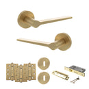 Senza Pari Laviano Door Handle Pack (3 Lever Lock Set - 2.5" CE Sashlock, 4" Fire Rated Hinges x3) - Satin Brass