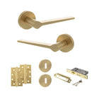 Senza Pari Laviano Door Handle Pack (3 Lever Lock Set - 2.5" CE Sashlock, 4" Slim Knuckle Hinges x2) - Satin Brass