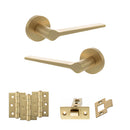 Senza Pari Laviano Door Handle Pack (Latch Set - 2.5" CE Latch, 3" Premium Hinges x3) - Satin Brass