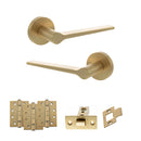 Senza Pari Laviano Door Handle Pack (Latch Set - 3" CE Latch, 4" Fire Rated Hinges x3) - Satin Brass