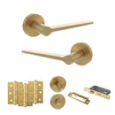 Senza Pari Laviano Door Handle Pack (Bathroom Set - 2.5" CE Bathroom Lock, 3" Premium Hinges x3) - Satin Brass