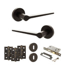 Senza Pari Laviano Door Handle Pack (3 Lever Lock Set - 3" CE Sashlock, 3" Premium Hinges x3) - Urban Dark Bronze