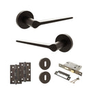 Senza Pari Laviano Door Handle Pack (3 Lever Lock Set - 2.5" CE Sashlock, 4" Slim Knuckle Hinges x2) - Urban Dark Bronze