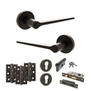 Senza Pari Laviano Door Handle Pack (Euro Lock Set - 3" CE Sashlock, 3" Premium Hinges x3) - Urban Dark Bronze