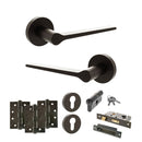 Senza Pari Laviano Door Handle Pack (Euro Lock Set - 2.5" CE Sashlock, 4" Fire Rated Hinges x3) - Urban Dark Bronze