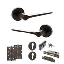 Senza Pari Laviano Door Handle Pack (Euro Lock Set - 3" CE Sashlock, 4" Slim Knuckle Hinges x2) - Urban Dark Bronze