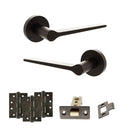 Senza Pari Laviano Door Handle Pack (Latch Set - 2.5" CE Latch, 4" Fire Rated Hinges x3) - Urban Dark Bronze