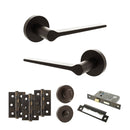 Senza Pari Laviano Door Handle Pack (Bathroom Set - 2.5" CE Bathroom Lock, 3" Premium Hinges x3) - Urban Dark Bronze