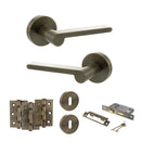 Senza Pari Darrio Door Handle Pack (3 Lever Lock Set - 2.5" CE Sashlock, 3" Premium Hinges x3) - Antique Brass