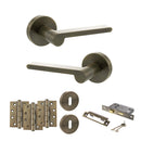 Senza Pari Darrio Door Handle Pack (3 Lever Lock Set - 3" CE Sashlock, 4" Fire Rated Hinges x3) - Antique Brass