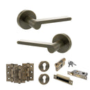 Senza Pari Darrio Door Handle Pack (Euro Lock Set - 2.5" CE Sashlock, 3" Premium Hinges x3) - Antique Brass