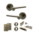 Senza Pari Darrio Door Handle Pack (Euro Lock Set - 3" CE Sashlock, 4" Slim Knuckle Hinges x2) - Antique Brass