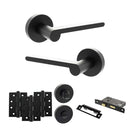 Senza Pari Darrio Door Handle Pack (Bathroom Set - 3" CE Bathroom Lock, 4" Fire Rated Hinges x3) - Matt Black