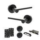 Senza Pari Darrio Door Handle Pack (Bathroom Set - 3" CE Bathroom Lock, 4" Slim Knuckle Hinges x2) - Matt Black