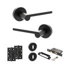 Senza Pari Darrio Door Handle Pack (3 Lever Lock Set - 3" CE Sashlock, 4" Slim Knuckle Hinges x2) - Matt Black