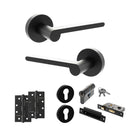 Senza Pari Darrio Door Handle Pack (Euro Lock Set - 2.5" CE Sashlock, 4" Slim Knuckle Hinges x2) - Matt Black