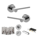 Senza Pari Darrio Door Handle Pack (Bathroom Set - 3" CE Bathroom Lock, 4" Fire Rated Hinges x3) - Polished Chrome