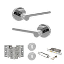 Senza Pari Darrio Door Handle Pack (3 Lever Lock Set - 2.5" CE Sashlock, 3" Premium Hinges x3) - Polished Chrome