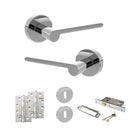 Senza Pari Darrio Door Handle Pack (3 Lever Lock Set - 2.5" CE Sashlock, 4" Slim Knuckle Hinges x2) - Polished Chrome