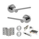 Senza Pari Darrio Door Handle Pack (Euro Lock Set - 2.5" CE Sashlock, 3" Premium Hinges x3) - Polished Chrome