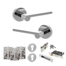 Senza Pari Darrio Door Handle Pack (Euro Lock Set - 3" CE Sashlock, 4" Fire Rated Hinges x3) - Polished Chrome