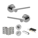 Senza Pari Darrio Door Handle Pack (Bathroom Set - 3" CE Bathroom Lock, 3" Premium Hinges x3) - Polished Chrome