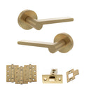 Senza Pari Darrio Door Handle Pack (Latch Set - 2.5" CE Latch, 4" Fire Rated Hinges x3) - Satin Brass