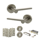 Senza Pari Darrio Door Handle Pack (3 Lever Lock Set - 2.5" CE Sashlock, 3" Premium Hinges x3) - Satin Nickel