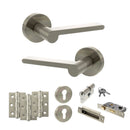 Senza Pari Darrio Door Handle Pack (Euro Lock Set - 3" CE Sashlock, 3" Premium Hinges x3) - Satin Nickel