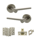 Senza Pari Darrio Door Handle Pack (Latch Set - 3" CE Latch, 3" Premium Hinges x3) - Satin Nickel