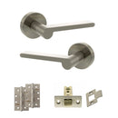 Senza Pari Darrio Door Handle Pack (Latch Set - 2.5" CE Latch, 4" Slim Knuckle Hinges x2) - Satin Nickel