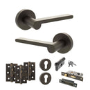 Senza Pari Darrio Door Handle Pack (Euro Lock Set - 2.5" CE Sashlock, 3" Premium Hinges x3) - Urban Dark Bronze