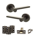 Senza Pari Darrio Door Handle Pack (Latch Set - 3" CE Latch, 3" Premium Hinges x3) - Urban Dark Bronze