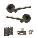 Senza Pari Darrio Door Handle Pack (Latch Set - 2.5" CE Latch, 4" Slim Knuckle Hinges x2) - Urban Dark Bronze