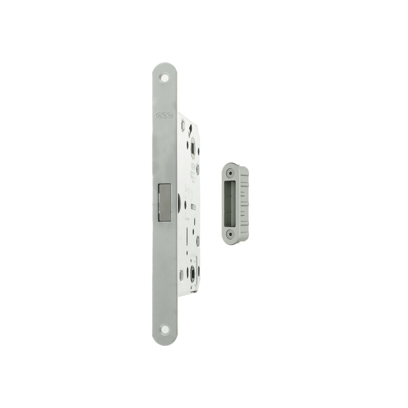 Atlantic AGB Polaris 2XT Magnetic Bathroom Lock 60mm backset with strike plates for ALU doors - Satin Chrome