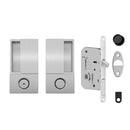 Atlantic AGB Wave Flush Pocket Door Handle & Bathroom Lock Set - Satin Chrome