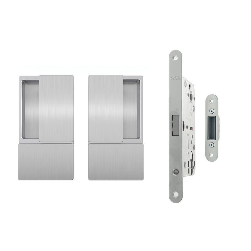 Atlantic AGB Wave Flush Door Handle & Euro Profile Lock Set - Satin Chrome