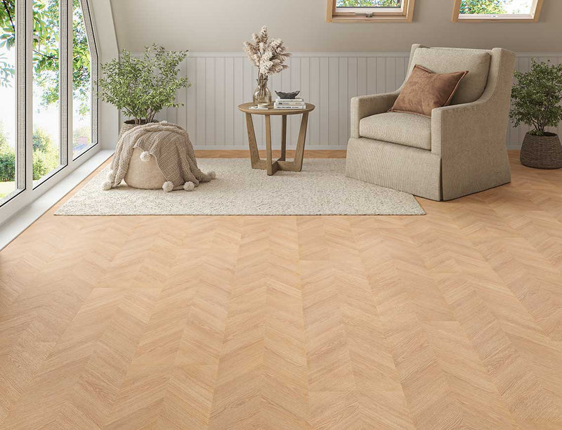 AGT Pruva 8mm Monza Caramel Gold Chevron Laminate Flooring | 327 x 1200 x 8mm