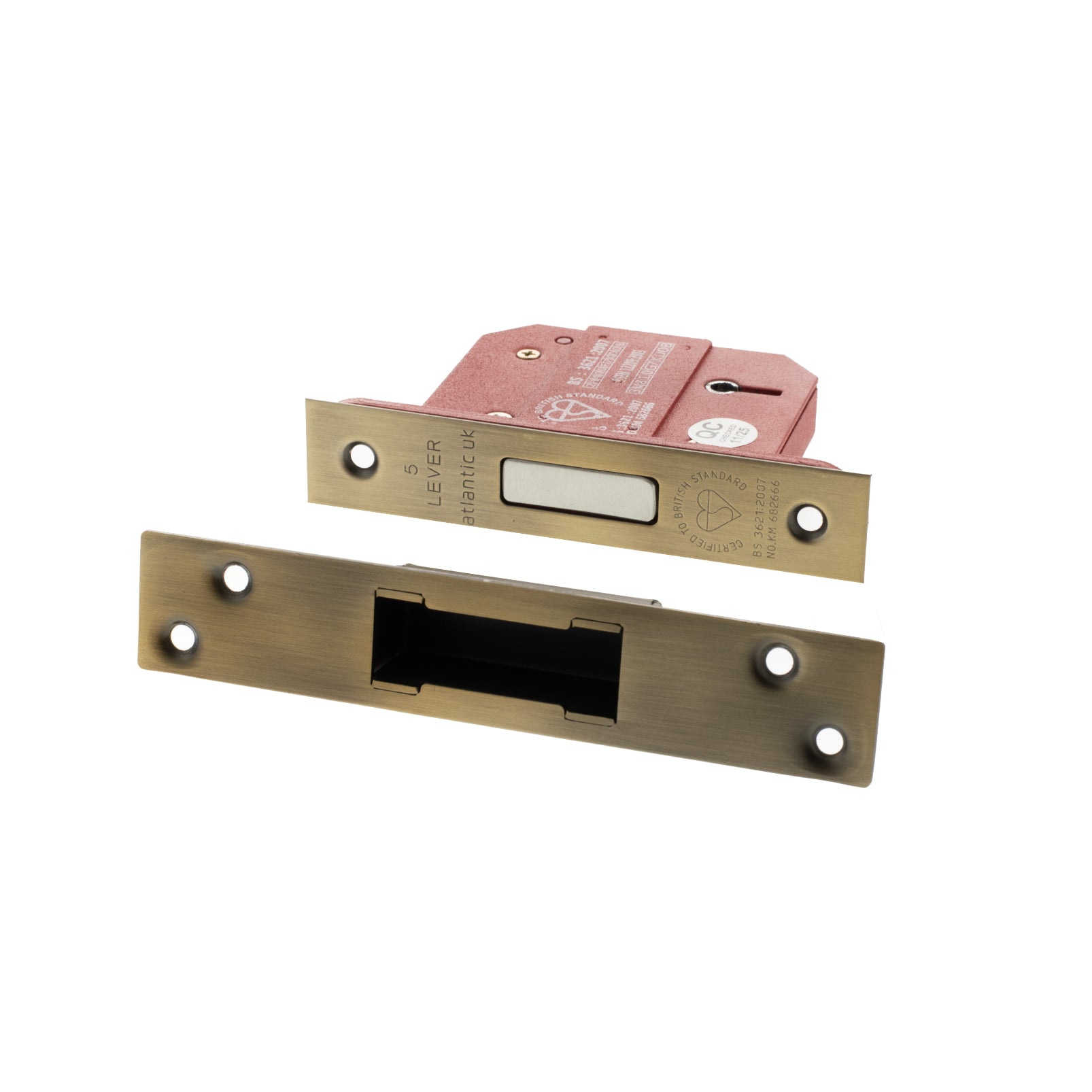 Atlantic 5 Lever Key Deadlock [BS] 2.5" - Matt Antique Brass