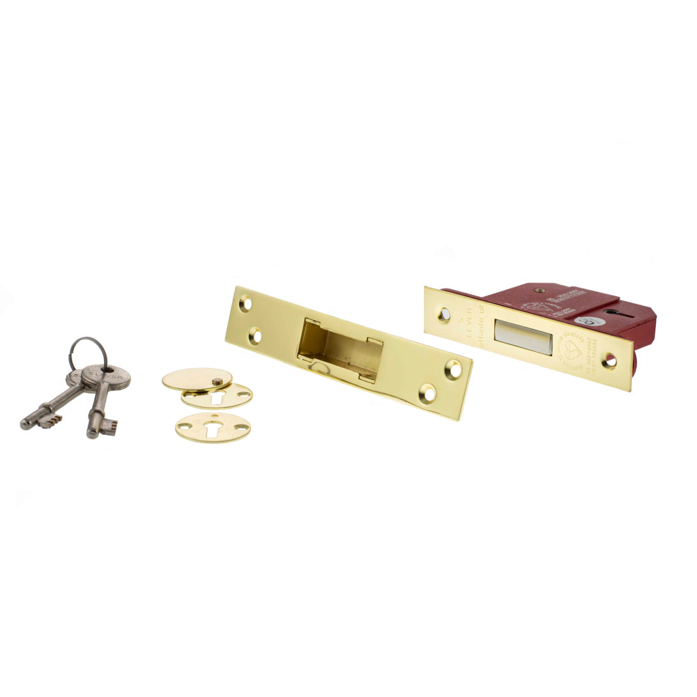 Atlantic 5 Lever Key Deadlock [BS] 2.5" - Polished Brass