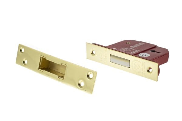 Atlantic 5 Lever Key Deadlock [BS] Keyed Alike 2.5" - Polished Brass
