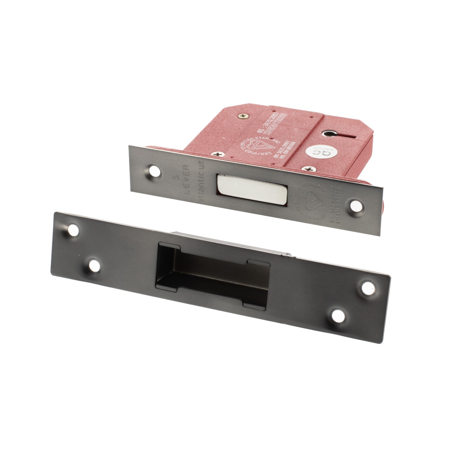 Atlantic 5 Lever Key Deadlock [BS] 3" - Matt Gun Metal