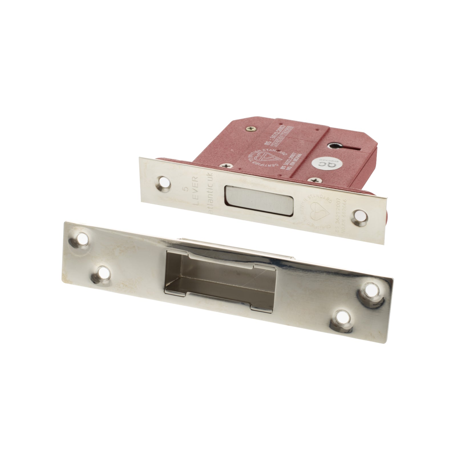Atlantic 5 Lever Key Deadlock [BS] Keyed Alike 3" - Polished Nickel